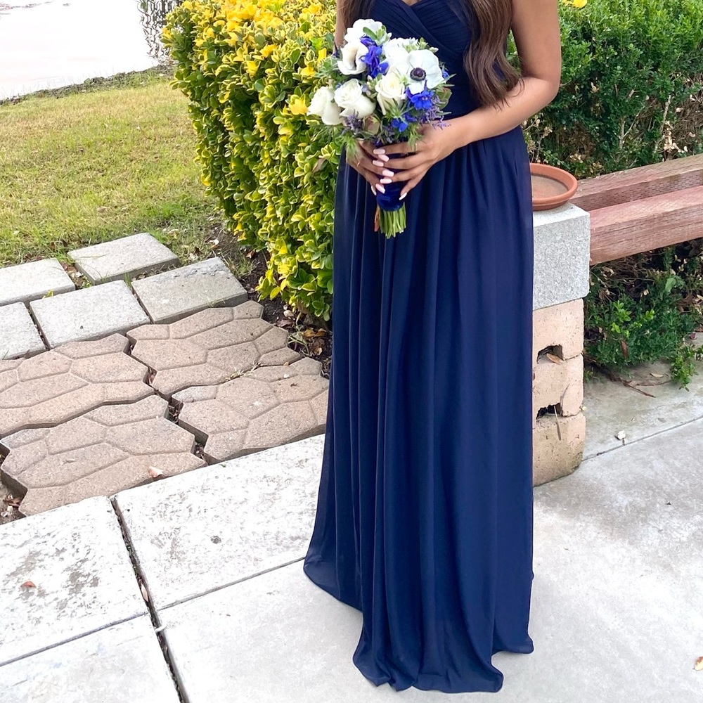 Birdy gray navy bridesmaids dress